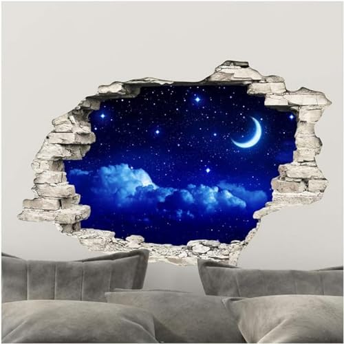 Sticker 3D Effekt | Wandaufkleber Mondschein - Tapete Dekoration optische Täuschung Raum und Wohnzimmer | 60 x 90 cm von Ambiance Sticker