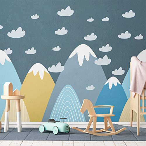 Ambiance Sticker Entzückende Berge Wandtattoos, DIY Wohnkultur, abziehbare Aufkleber zum Abziehen und Aufkleben, wasserdichte und selbstklebende Wandkunst - Blanka H105 x L195 cm von Ambiance Sticker