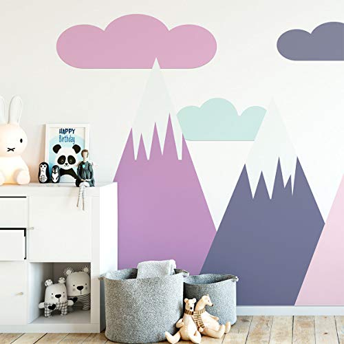 Ambiance Sticker Scandinavian Nordic Simka Mountains Wandtattoos, DIY-Wohnkultur, abziehbare Aufkleber zum Abziehen und Aufkleben, wasserdichte und selbstklebende Wandkunst - 100 x 210 cm von Ambiance Sticker