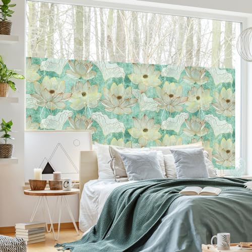 Ambiance Sticker Selbstklebende Sichtschutzfolie für Fenster, Blickdicht, Lotusblüten, Goldeffekt – selbstklebend Sichtschutz für Fenster & Duschtür XL – H 40 x L 200 cm von Ambiance Sticker