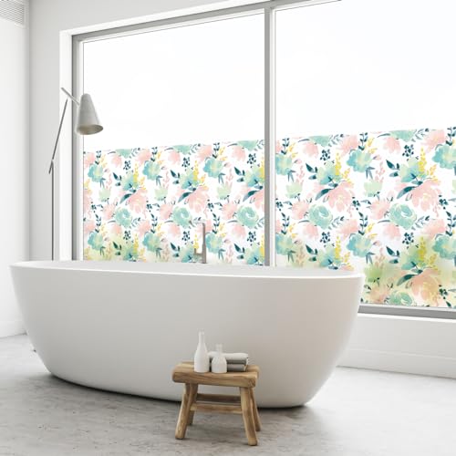 Ambiance Sticker Selbstklebende Sichtschutzfolie für Fenster und Duschtür, Blickdicht, Blumenarrangements, selbstklebend, Sichtschutz für Fenster & Duschtür, XL – H 40 x L 200 cm von Ambiance Sticker