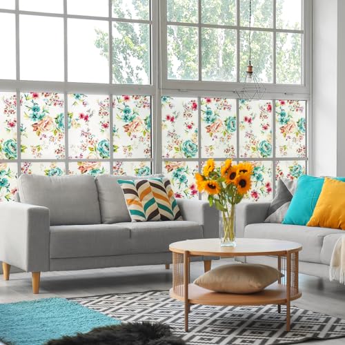 Ambiance Sticker Selbstklebende Sichtschutzfolie für Fenster und Duschtür, Blickdicht, Blumenmotiv, selbstklebend, für Fenster & Duschtüren, XL – H 40 x L 200 cm von Ambiance Sticker