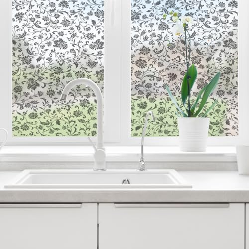 Ambiance Sticker Selbstklebende Sichtschutzfolie für Fenster und Duschtür, Blickdicht – Schwarze Blumen – selbstklebend Sichtschutz für Fenster & Duschtür, groß – H 40 x L 100 cm von Ambiance Sticker