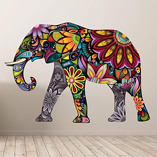 Sticker Tiere | Wandaufkleber Indischer Elefant - Tapete Dekoration Raum und Wohnzimmer | 60 x 85 cm von Ambiance Sticker