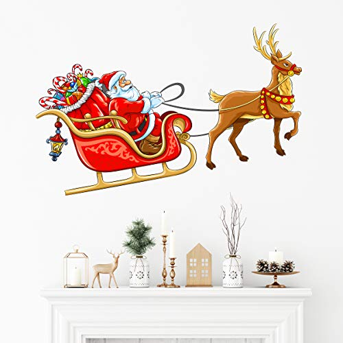 Ambiance Sticker Wandtattoo Weihnachtsmann auf Schlitten, selbstklebend, 30 x 60 cm von Ambiance Sticker