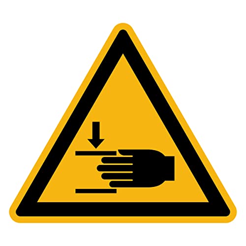 Aufkleber Gefahr Warnung NF ISO 7010 - Selbstklebende Plastifizierte Dreiecksplatte Wasser- und UV-beständig - Quetschen der Hände - 10x10 cm von Ambiance Sticker