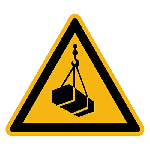 Aufkleber Gefahr Warnung NF ISO 7010 - Selbstklebende Plastifizierte Dreiecksplatte Wasser- und UV-beständig - Schwebende Lasten - 40x40 cm von Ambiance Sticker