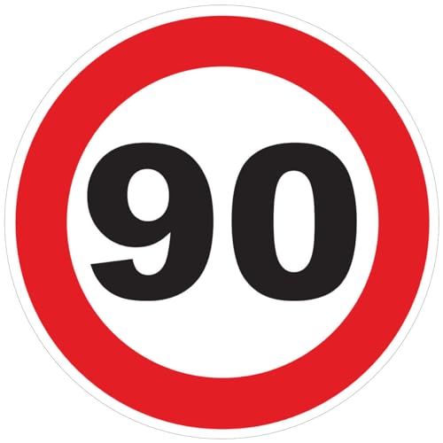 Aufkleber Geschwindigkeitsbegrenzung für Busse, Kreis, rot – Traktor, Schwergewicht, Geschwindigkeitsbegrenzung, LKW, 90 km/h, selbstklebend, 15 cm Durchmesser von Ambiance Sticker