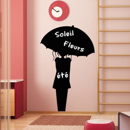 Aufkleber für Tafel, selbstklebend, abwischbar, Motiv: Frau mit Regenschirm, 40 x 25 cm von Ambiance Sticker