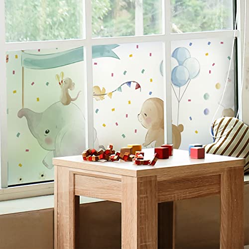 Fensterfolie, Blickdicht, Elefant und Seine Freunde beim Spazierengehen – Aufkleber für Fenster & Duschtür – 40 x 200 cm von Ambiance Sticker