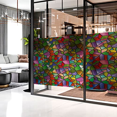 Fensterfolie, Blickdicht, Vitrail Mehrfarbig – Aufkleber für Glasscheiben & Duschtür – 40 x 100 cm von Ambiance Sticker