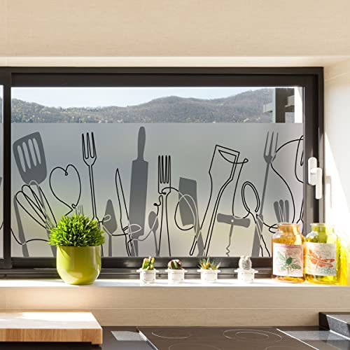Fensterfolie Blickdicht – Küche Küchenutensilien – Aufkleber für Fenster & Duschtür – 40 x 200 cm Fensterfolie Blickdicht – Küche Küchenutensilien – Aufkleber für Fenster & Duschtür – 40 x 200 cm von Ambiance Sticker