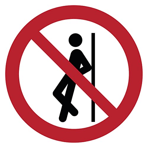 Runder Laminierter Schilderklebstoff, Wasserfester ISO 7010 - Kleber – UV-beständiger Laminierter Klebstoff – Lehne Dich Nicht - Durchmesser 15 cm von Ambiance Sticker