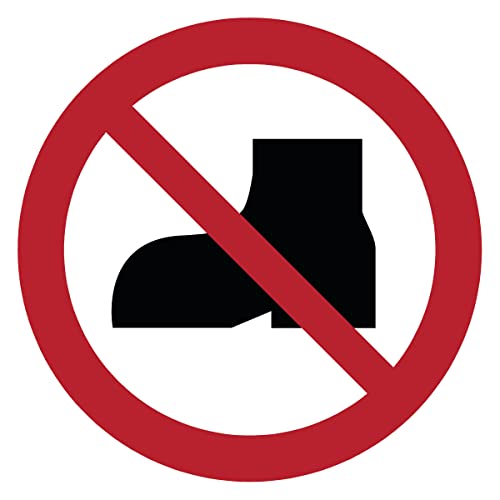 Runder Laminierter Schilderklebstoff, Wasserfester ISO 7010 - Kleber – UV-beständiger Laminierter Klebstoff – Outdoor-Schuhe Verboten - Durchmesser 10 cm von Ambiance Sticker