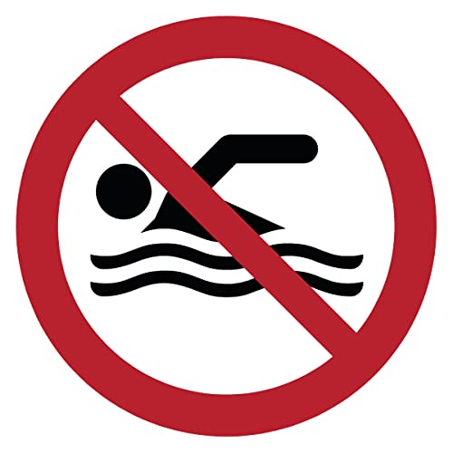 Runder Laminierter Schilderklebstoff, Wasserfester ISO 7010 - Kleber – UV-beständiger Laminierter Klebstoff – Schwimmen Verboten - Durchmesser 5 cm von Ambiance Sticker
