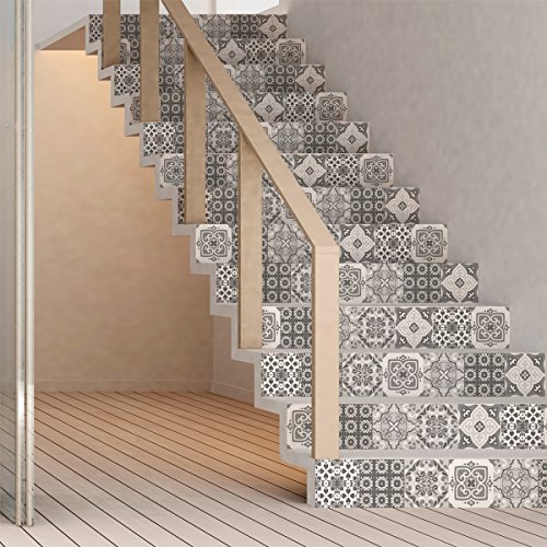 Selbstklebende Treppe Fliesen | Aufkleber für Zement Fliesen – Aufkleber für Kontrosenfliesen | Treppe Zementfliesen selbstklebend - azulejos - 15 x 105 cm - 6 Streifen Selbstklebende Treppe Fliesen | Aufkleber für Zement Fliesen – Aufkleber für Kontrosenfliesen | Treppe Zementfliesen selbstklebend - azulejos - 15 x 105 cm - 6 Streifen von Ambiance Sticker