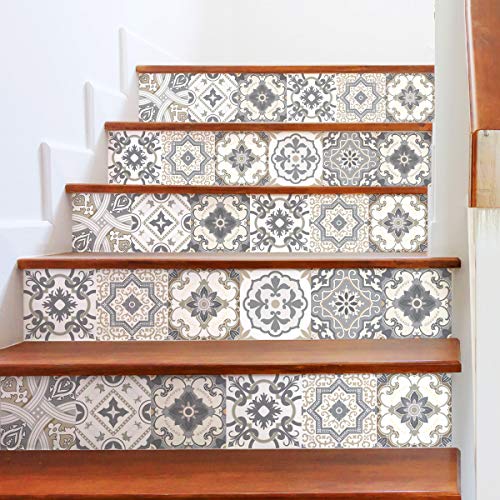 Selbstklebende Treppe Fliesen | Selbstklebender Aufkleber Zementfliesen | Sticker Gegenzeichen Fliesen | Treppe Zementfliesen selbstklebend – Azulejos – 15 x 105 cm – 6 Streifen Selbstklebende Treppe Fliesen | Selbstklebender Aufkleber Zementfliesen | Sticker Gegenzeichen Fliesen | Treppe Zementfliesen selbstklebend – Azulejos – 15 x 105 cm – 6 Streifen von Ambiance-Live