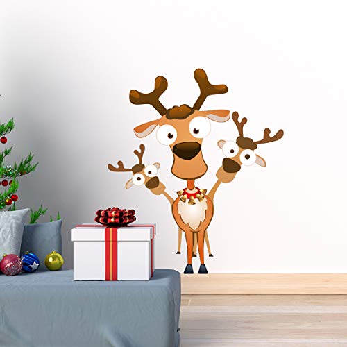 Sticker Weihnachten die schelmischen Rentiere – Aufkleber selbstklebend Weihnachten – Dekoration für Partys – 110 x 90 cm von Ambiance Sticker