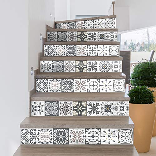 Ambiance-Live col-stairs-RV-A0106_30 x 105 cm X3 Fliesensticker für Treppen, Vinyl, selbstklebend, Romolo, 6 Streifen à 15 x 105 cm von Ambiance