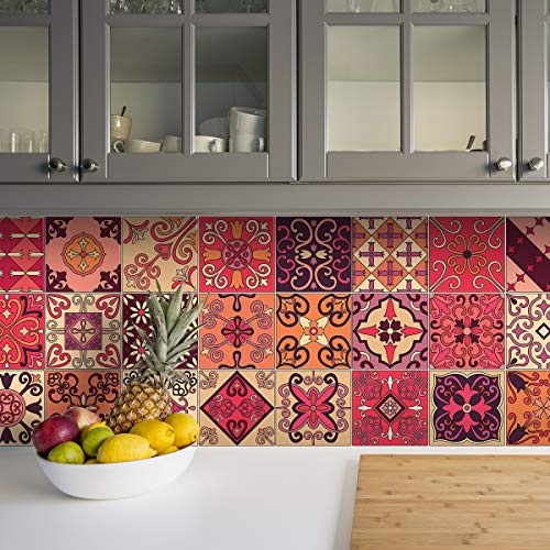 Ambiance Fliesensticker selbstklebend - Zementfliesen - Wanddekoration Sticker Tiles für Bad und Küche - Zementfliesen selbstklebend - 15 x 15 cm - 9 Stück von Ambiance Sticker