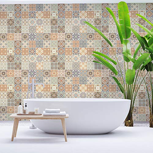 Ambiance Fliesensticker selbstklebend - Zementfliesen - Wanddekoration Sticker Tiles für Bad und Küche - Zementfliesen selbstklebend - 15x15 cm - 60 Stück von Ambiance