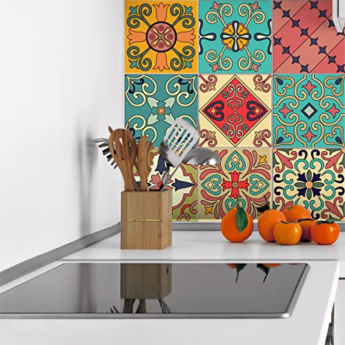 Ambiance Sticker Wandfliesen, selbstklebend, Küche und Bad, selbstklebend, Azulejos Orientalische Mosaike, 9 Aufkleber, 10 x 10 cm von Ambiance Sticker