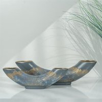Vase 2-Teilig | Keramik Röhrenvasen-Set Palladium Getöpfert Dekovase Handgemacht & Handbemalt Designer Stück Moderne von Ambiancery
