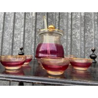 Service Limonade Vintage Mitte Des Jahrhunderts 1960 French Liquor Glass Set von AmbiancesBoutique