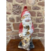 Vintage Xl 1960's French Plastic Garden Zwerg Gartenzwerg Statue Garten Und Terrasse Dekorationen Handbemalte Waldzwerg Figur von AmbiancesBoutique