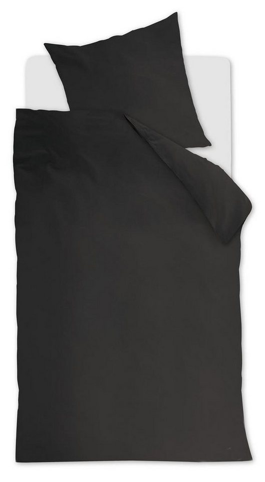 Bettwäsche Cotton Uni_Anthracite_DE_UV_155x220 1 Bettbezug, 1 Kissenbezug 155 x 2, Ambiante, 2 teilig, Bettbezug Kopfkissenbezug Set kuschelig weich hochwertig von Ambiante