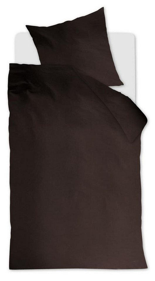 Bettwäsche Cotton Uni_Brown_DE_UV_155x220 1 Bettbezug, 1 Kissenbezug 155 x 220 cm, Ambiante, 2 teilig, Bettbezug Kopfkissenbezug Set kuschelig weich hochwertig von Ambiante