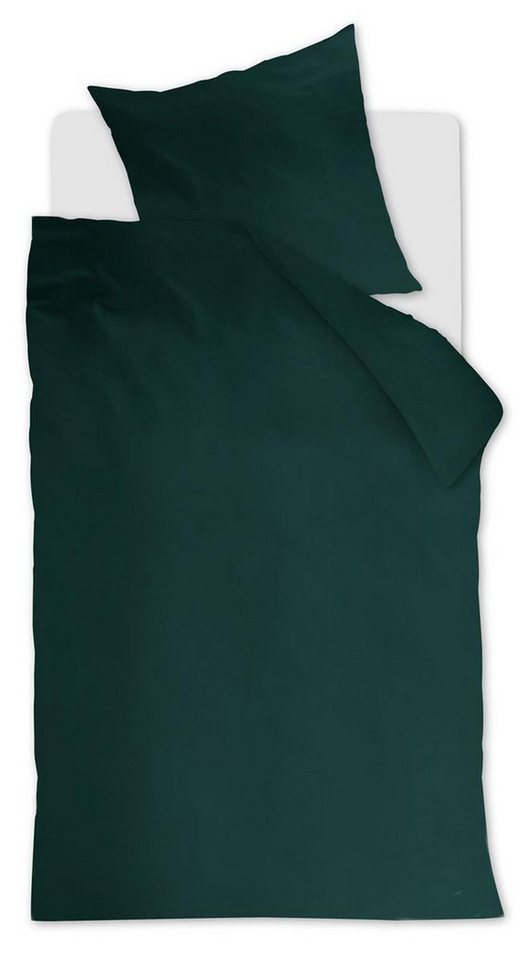 Bettwäsche Cotton Uni_Dark Green_DE_UV_155x220 1 Bettbezug, 1 Kissenbezug 155 x 2, Ambiante, 2 teilig, Bettbezug Kopfkissenbezug Set kuschelig weich hochwertig von Ambiante