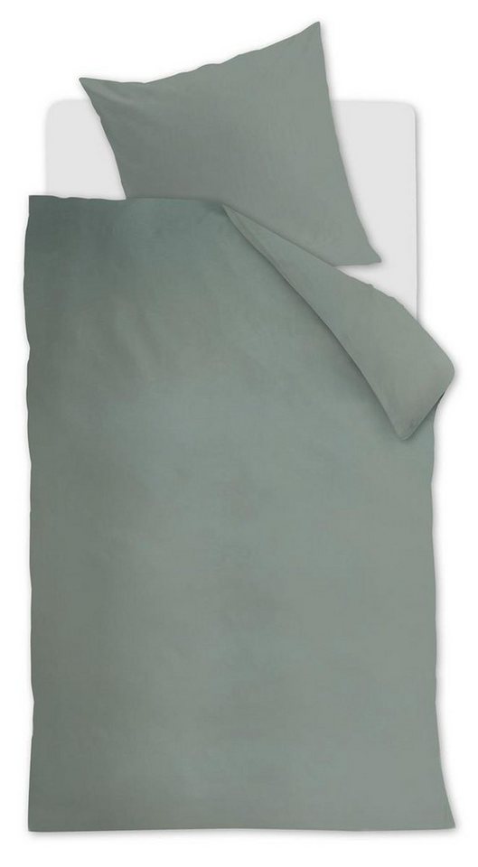 Bettwäsche Cotton Uni_Green_DE_UV_155x220 1 Bettbezug, 1 Kissenbezug 155 x 220 cm, Ambiante, 2 teilig, Bettbezug Kopfkissenbezug Set kuschelig weich hochwertig von Ambiante