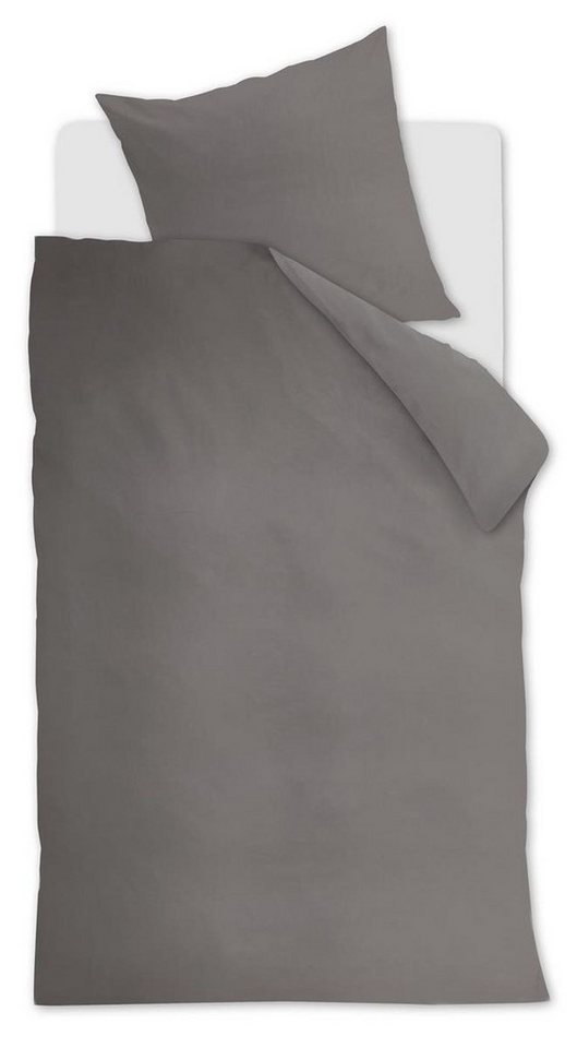 Bettwäsche Cotton Uni_Grey_DE_UV_135x200 1 Bettbezug, 1 Kissenbezug 135 x 200 cm, Ambiante, 2 teilig, Bettbezug Kopfkissenbezug Set kuschelig weich hochwertig von Ambiante