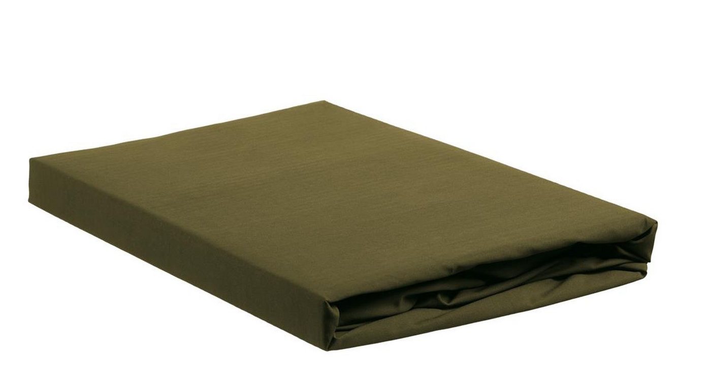 Spannbettlaken Cotton Uni HL_Olive Green_UV_UV_160x210/220 1 Spannbettlaken 160 x 210, Ambiante, Baumwolle, (1 Stück), Spannbettlaken Spannbetttuch mit Rundumgummi von Ambiante