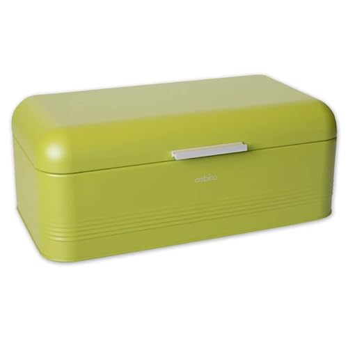 Brotbox ALVA M/L aus Metall Brotkasten, Maße: 30x20x15,5 cm und 42x24x16,5 cm, Vintage Brotkasten erhältlich in versch. Farben (42x24x16,5 cm, Oliv) von Ambico
