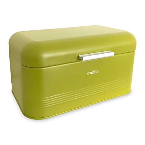 Brotbox ALVA M/L aus Metall Brotkasten, Maße: 30x20x15,5 cm und 42x24x16,5 cm, Vintage Brotkasten erhältlich in versch. Farben (30x20x15 cm, Oliv) von Ambico