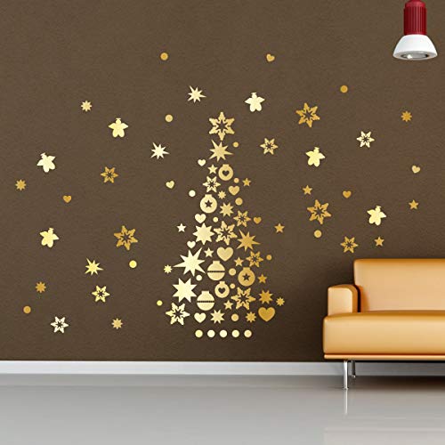 Ambience Live Wandtattoo Golden Christmas tree and stars gold von Ambience Live