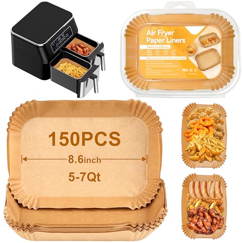 150 Pcs Backpapier Für Heißluftfritteuse, 14×22 Cm Rechteckig Für 4-6.5L Körbe, Bpa-Freie, Ölfest Und Hitzebeständig Einweg Airfryer Backpapier - Geeignet Für Ninja, Philips von Ambienden