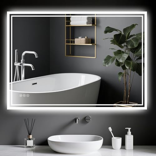 Ambienden LED Badspiegel Mit Beleuchtung 70 X 100 cm Bluetooth Antifog – 3 SchlüSsel Touchschalter & Speicherfunktion FüR Badezimmer/WC – Horizontal/Vertical Hakenmontage Ambienden LED Badspiegel Mit Beleuchtung 70 X 100 cm Bluetooth Antifog – 3 SchlüSsel Touchschalter & Speicherfunktion FüR Badezimmer/WC – Horizontal/Vertical Hakenmontage von Ambienden