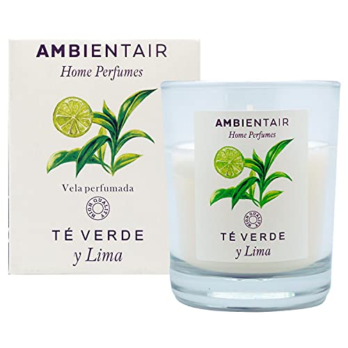 Ambientair Home Perfume Duftkerze Grüner Tee und Limette, Duftkerze für Zuhause, Aromatherapie, Kerze im Glas für den Innenbereich, Brenndauer 30 Stunden von ambientair