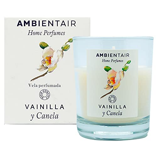 Ambientair Home Perfume Duftkerze Vanille & Zimt, Duftkerze Vanille & Zimt, Duftkerze für Zuhause, Aromatherapie, Kerze im Glas, für den Innenbereich, Brenndauer 30 Stunden von ambientair
