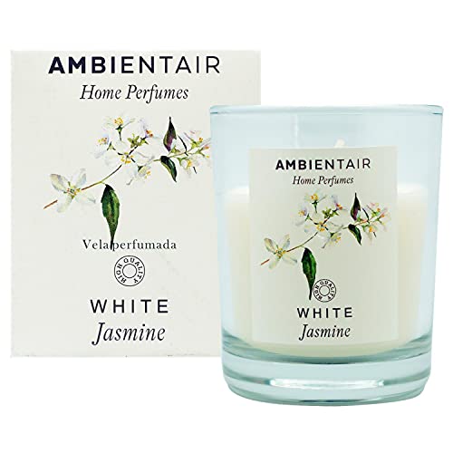 Ambientair Home Perfume Duftkerze White Jasmine, Jasmin, Duftkerze für Zuhause, Aromatherapie, Kerze im Glas, für den Innenbereich, Brenndauer 30 Stunden von ambientair