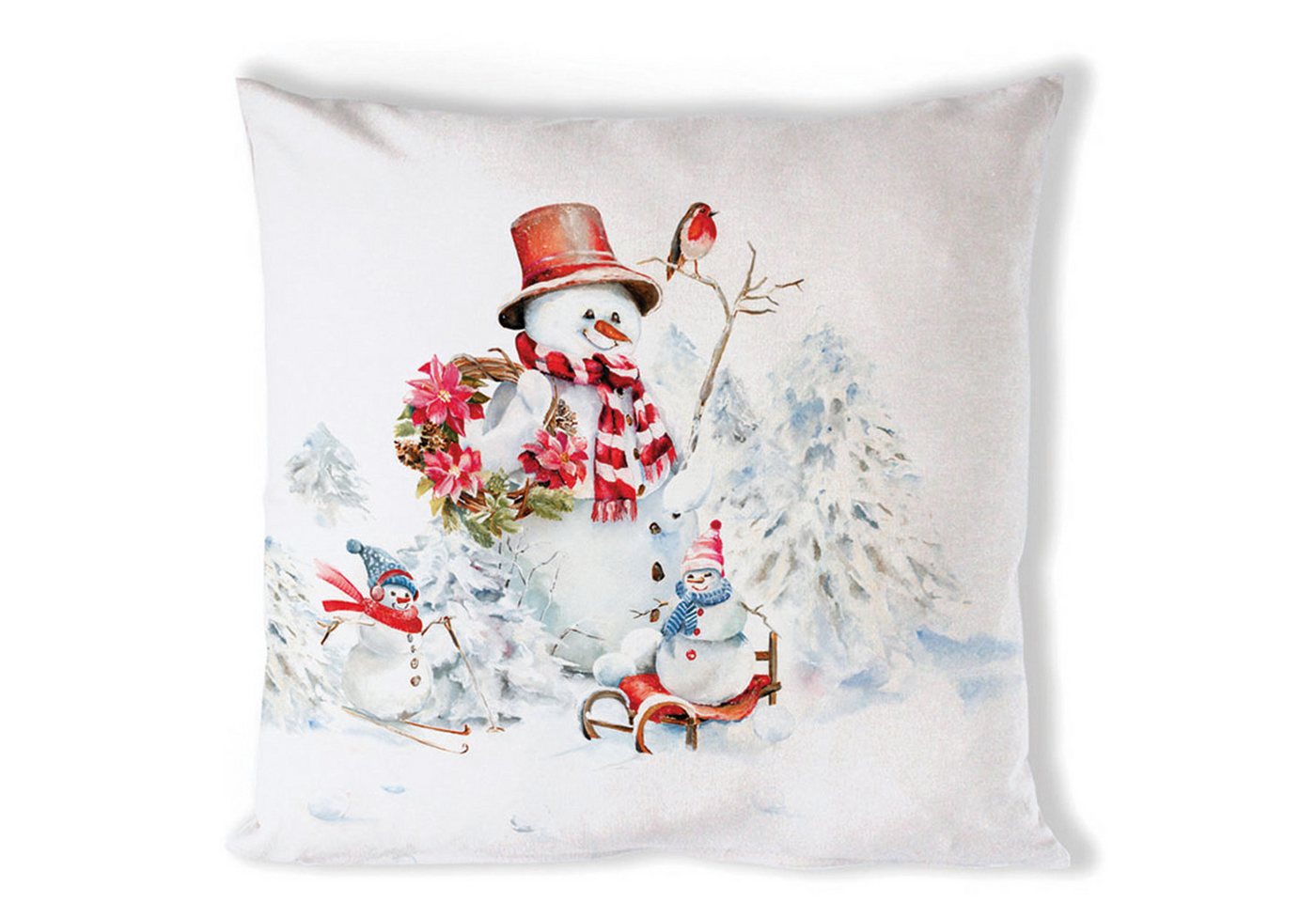 Ambiente® Dekokissen Sporty snowmen, Dekokissen Kissenbezüge ohne Füllung Baumwolle 40x40 cm von Ambiente®