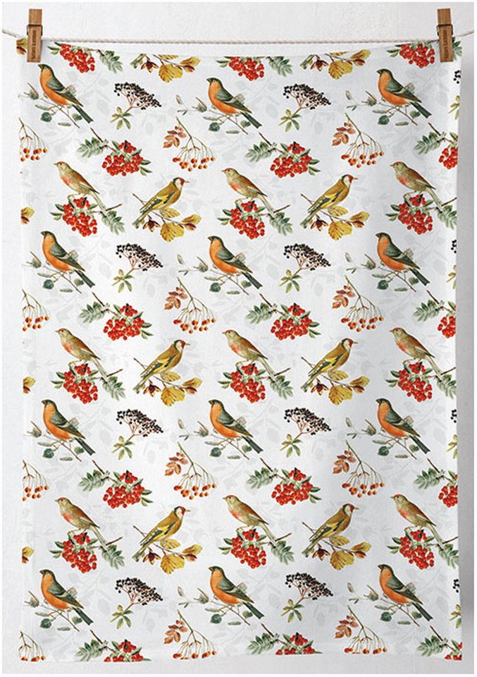Ambiente® Geschirrtuch Autumn birds, (2-tlg., 2-teilig), Geschirrtücher ca.50x70cm Baumwolle von Ambiente®