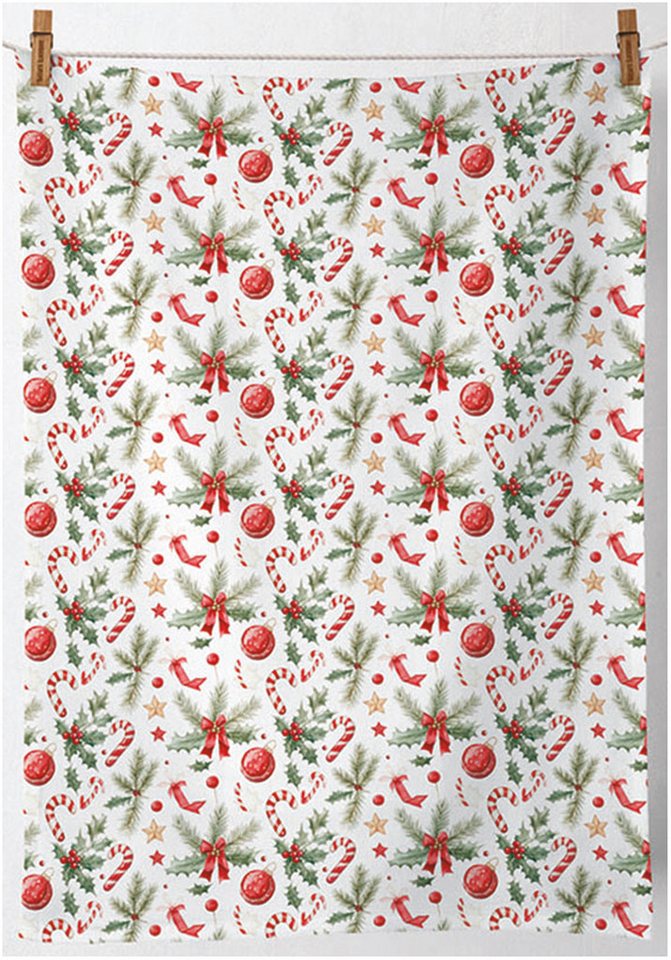 Ambiente® Geschirrtuch Christmas elements, (1-tlg., 1-teilig), Geschirrtücher ca.50x70cm Baumwolle von Ambiente®
