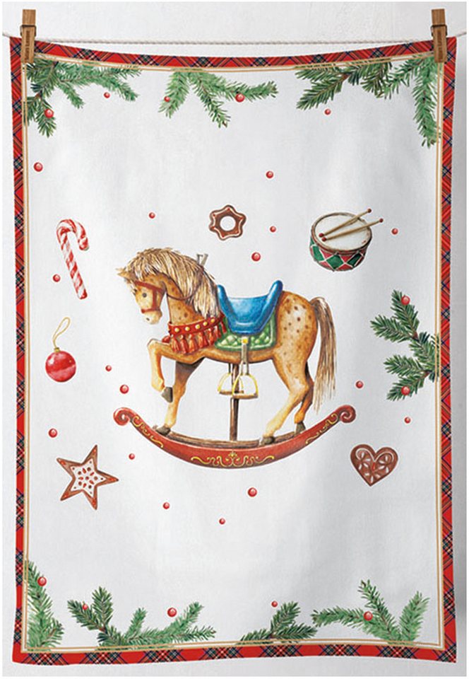 Ambiente® Geschirrtuch Classic rocking horse, (2-tlg., 2-teilig), Geschirrtücher ca.50x70cm Baumwolle von Ambiente®