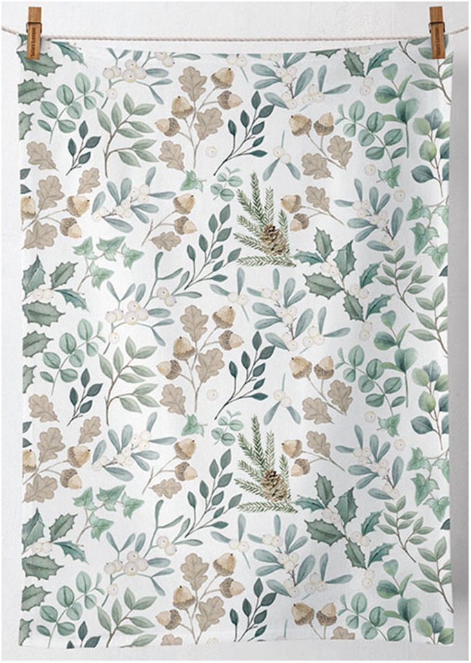 Ambiente® Geschirrtuch Collection of leaves, (2-tlg., 2-teilig), Geschirrtücher ca.50x70cm Baumwolle von Ambiente®