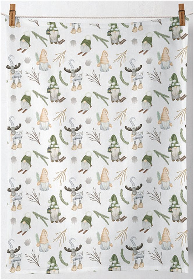 Ambiente® Geschirrtuch Forest gnomes, (2-tlg., 2-teilig), Geschirrtücher ca.50x70cm Baumwolle von Ambiente®