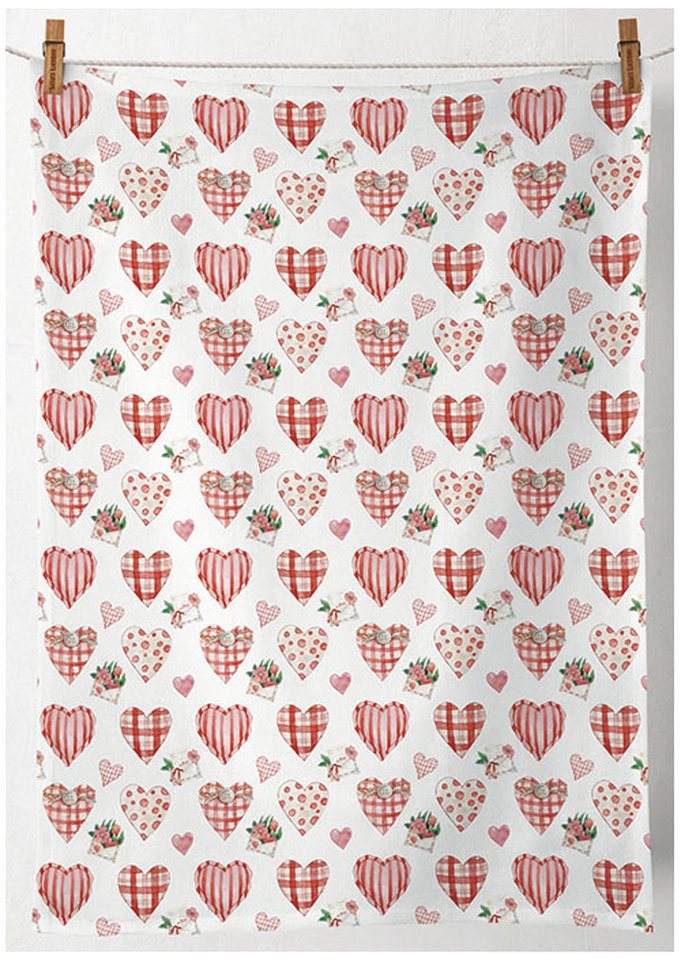 Ambiente® Geschirrtuch Lovely hearts, (1-tlg., 1-teilig), Geschirrtücher ca.50x70cm Baumwolle von Ambiente®